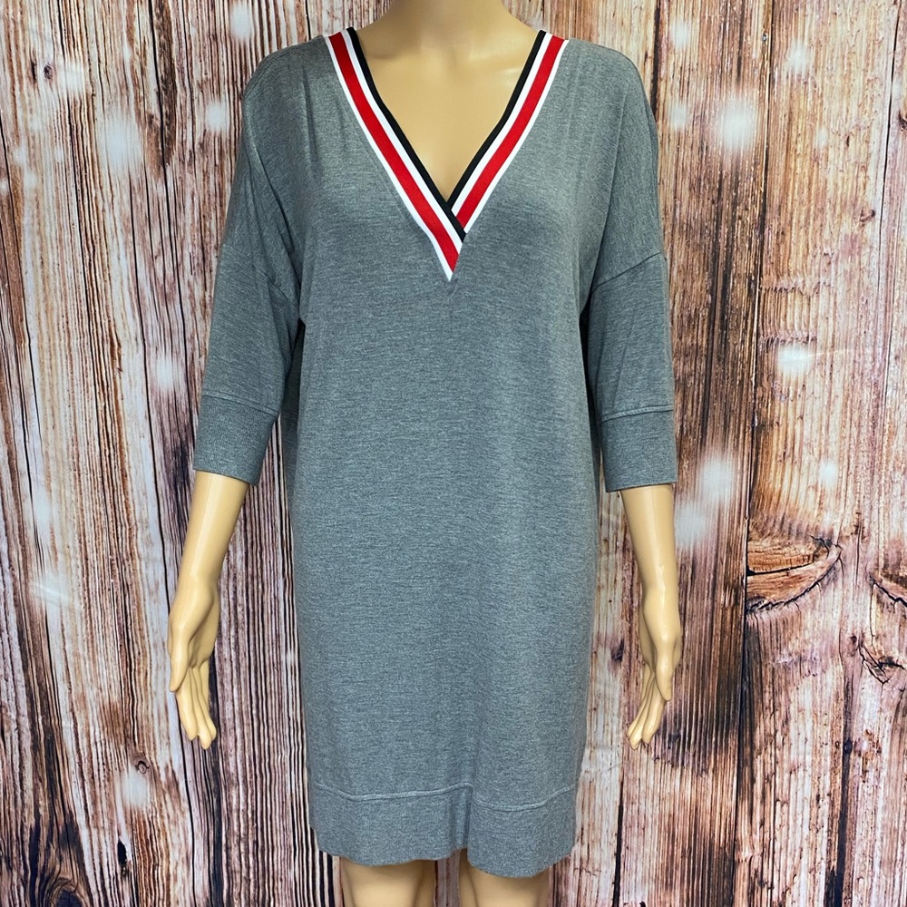 Express‎ Striped V-Neck Sweatshirt Mini Dress